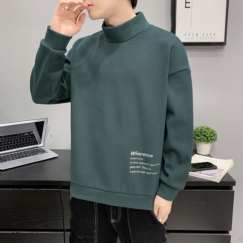 Felpa con cappuccio girocollo da uomo autunno e inverno versione coreana marchio trendy pullover in velluto tedesco con lungo ricamato_voghion.com