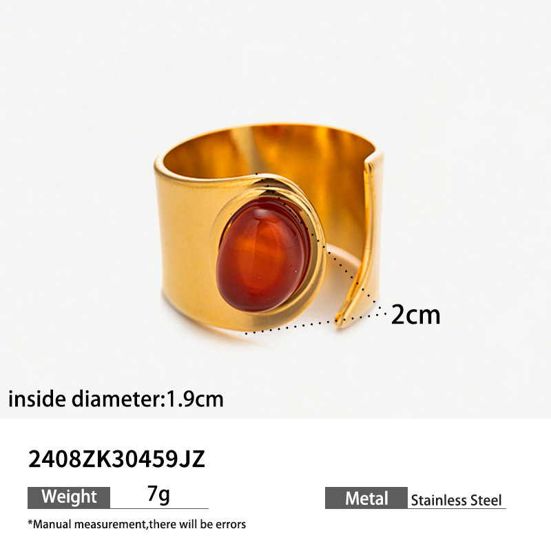 Tina 18K oro tigre ojo titanio anillo de acero mujer no desvanecer piedra natural ágata anillos de acero inoxidable bandera joyería