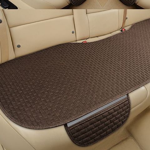 Seat cushion, seat cover: Universal Linen Plaid Car - brown-rear-row-long-cushion