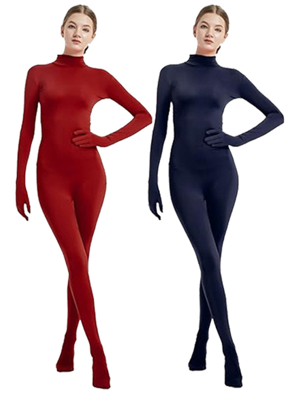 新しいソリッドカラーの女性の手と足のジャンプスーツダンスウェアステージパフォーマンス衣装スパイダーマンボディスーツトレンディ|undefined