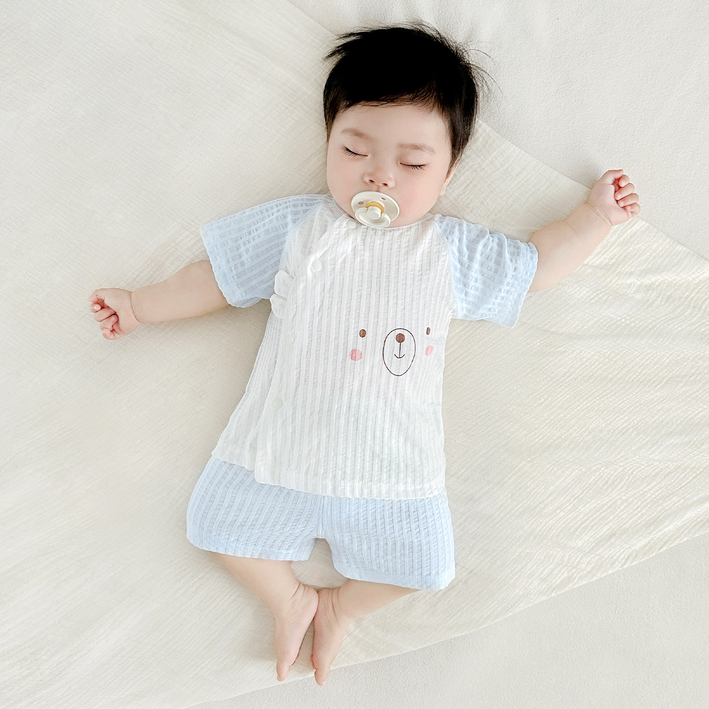 Trajes de bebé de verano para niños pijamas de algodón de manga corta para niños y niñas para salir ropa delgada para bebés de verano