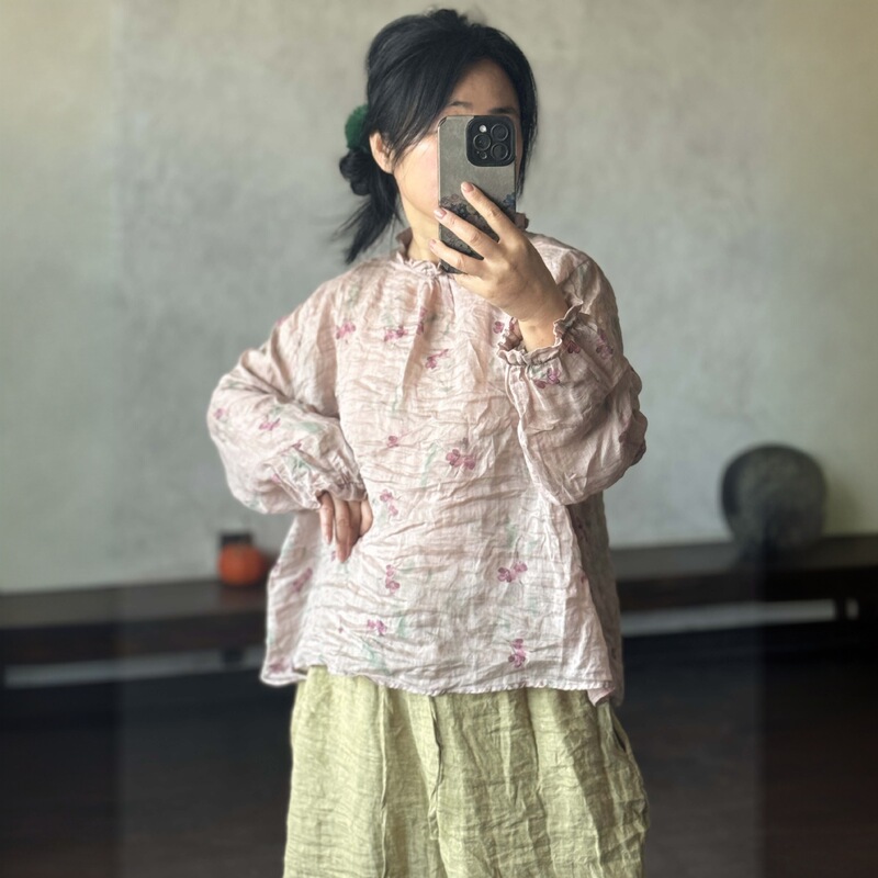 4407 romantic sweet fresh lace collar age-reducing lightweight ramie top shirt women 4407 romantic sweet fresh lace collar age-reducing lightweight ramie top shirt women