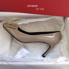 【トップバージョン】R's ハイヒール レディース パンプス パテントレザー スクエアトゥ エレファントグレー ウェディングシューズ メタルスクエアバックル レディースシューズ