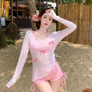 Pure Lust Style, Cute and Sweet Split Boxer Briefs, Conservative Three-Piece Swimsuit, Covering the Flesh and Slimming, New Style for Hot Spring Vacation