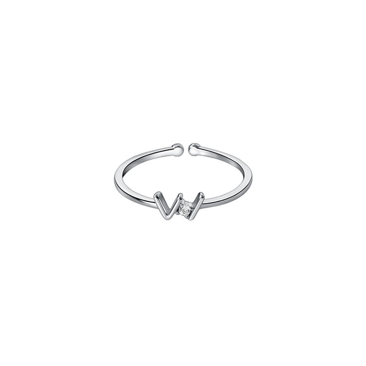 Lettera W geometrica minimalista da donna, intarsiata con diamanti, design a doppia V, lusso leggero, sensazione di alta gamma, cool e_voghion.com