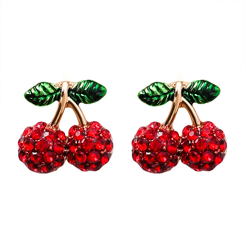 Women's Gender Plating Design 1 Pair Sweet Simple Style Cherry Fruit Plating Alloy Zircon Ear Studs