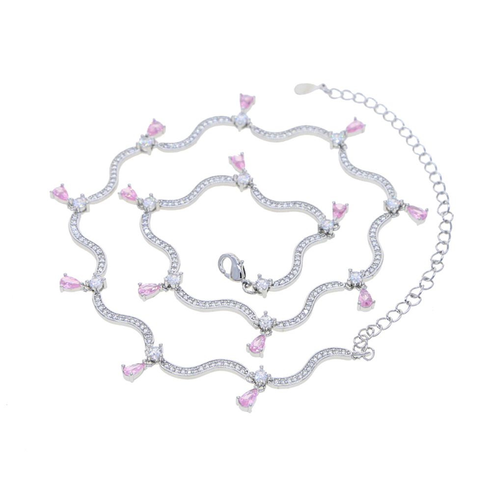 Collana con zircone a goccia donna catena geometrica elegante_voghion.com