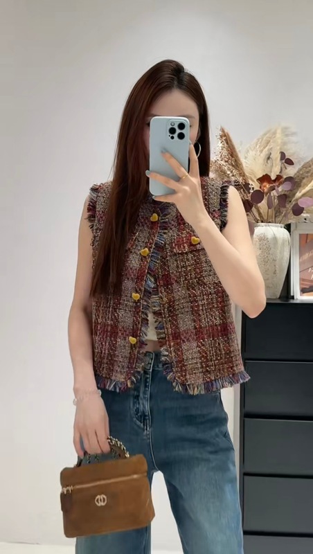 小香风粗花呢羊毛马夹女欧洲站2025秋季新款减龄显瘦百搭马甲外套|undefined