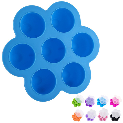 7-hole silicone children's fruit snack food supplement box storage box sealed crisper ice hockey ice tray mold 200g