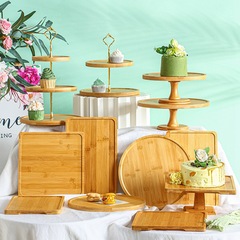 BB4C wholesale forest dessert table display stand wooden ornaments set layout bread cake tray snacks