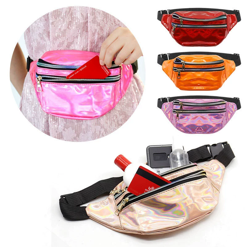Бег на талии Спортивный фитнес красочная лазерная сумка через плечо модная модная мужская личность большая емкость бумажник мобильный телефон сумка