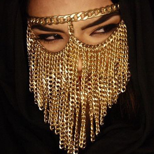 Masquerade Party half face tassel Mask European and American fashion alloy chain face Mask women's accessories Mask