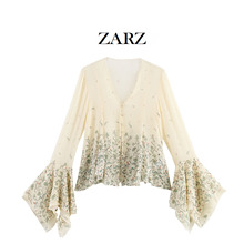 ZARZ 自制 欧美风 新款女装 洋气款 真丝印花衬衫3752/858/069
