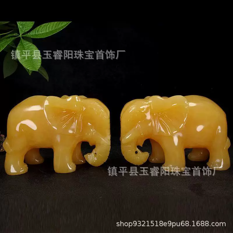厂家批发天然黄玉玉石大象摆件一对招财镇宅吸水象客厅玄关风水摆