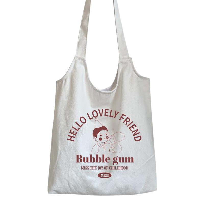 Bolsa de lona bolsa de hombro de las mujeres bolsa de burbuja que sopla nuevo estudiante bolsa de hombro de lona bolsa de tela de entrega de una pieza de las mujeres