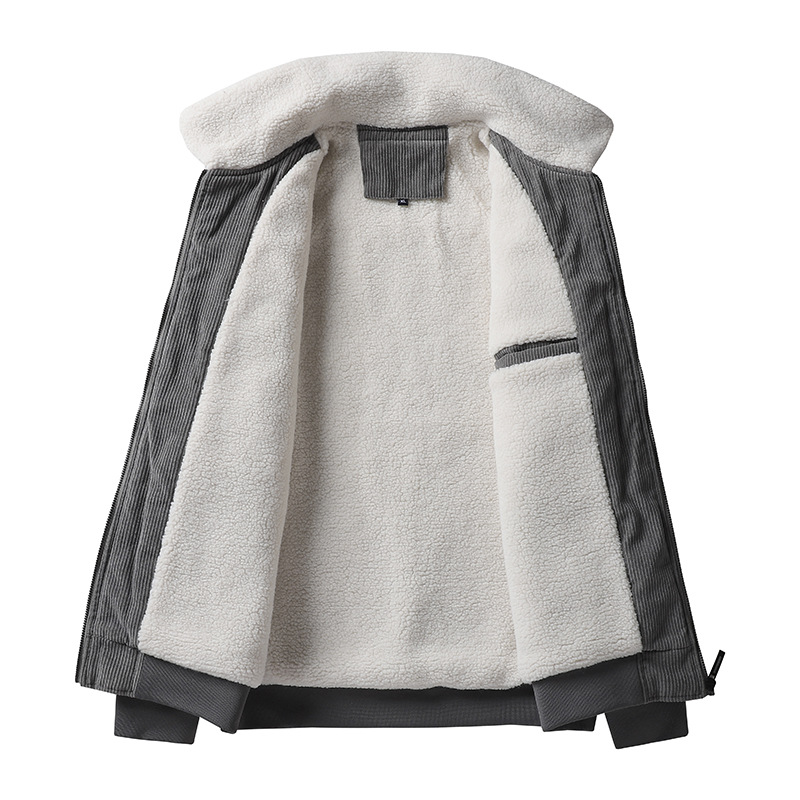 Chaqueta acolchada de algodón de lana de cordero chaqueta de lana de invierno para hombres chaqueta acolchada de algodón engrosada de papá cálido chaqueta de pana de mediana edad y ancianos hombres