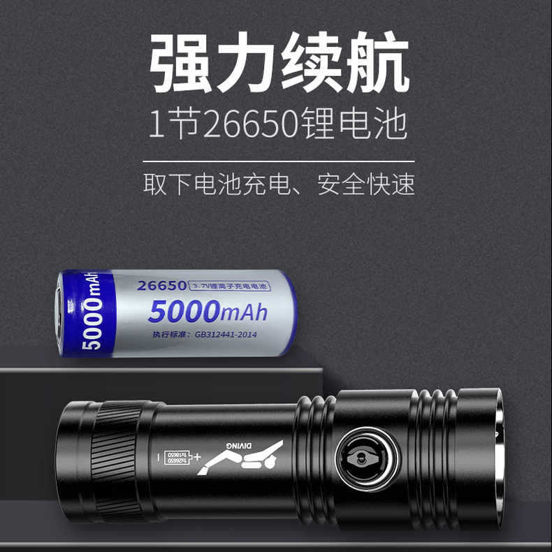 Al Aire Libre multi-funcional portátil linterna de aleación de aluminio blanco amarillo doble luz mini linterna de buceo fuerte luz tiro largo