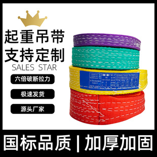 Polyester color flat national standard industrial lifting belt lifting sling 3 tons 5T2 lifting double-buckle crane tree lifting rope