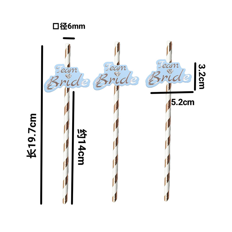 Equipo transfronterizo bride fiesta nupcial equipo nupcial papel de boda pajita postre cóctel decoración pajita
