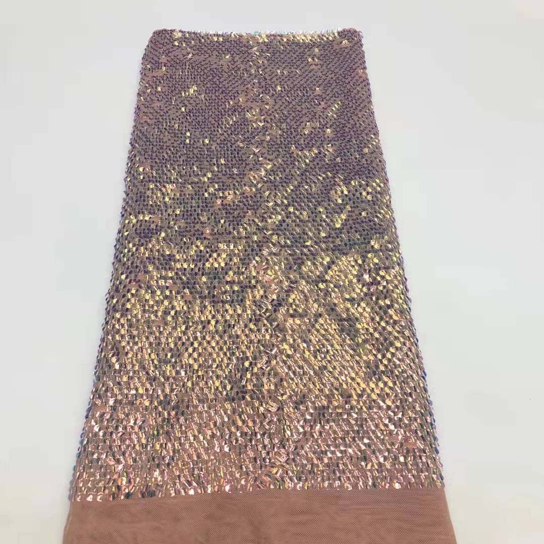 Nuevo bordado de lentejuelas color mágico gradiente de color de tela de lentejuelas vestido de malla de lentejuelas JX1802