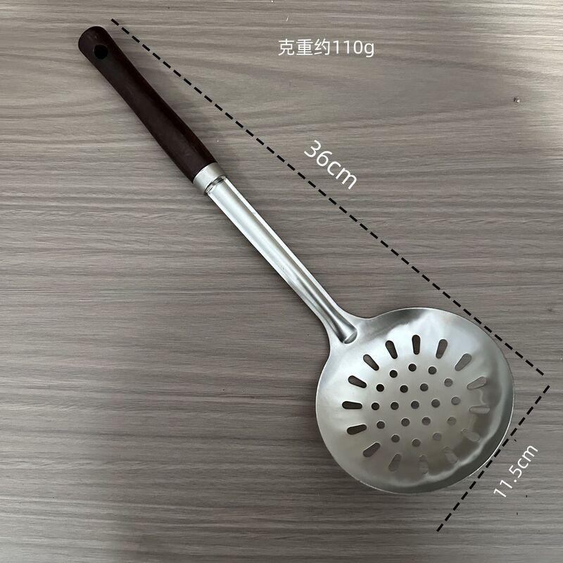 ステンレス鋼のスパチュラ、調理用スパチュラ、キッチン家庭用拡張フライパンスプーン、無垢材ハンドルスプーン、ザル、フライパンスパチュラ、キッチン用品セット|undefined