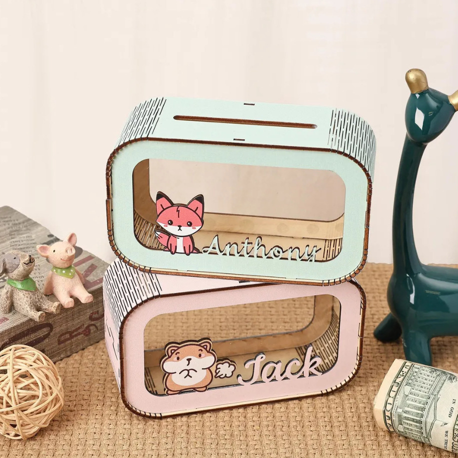 Cashbox con contador de madera para almacenar en el tanque de almacenamiento de niños para decoraciones en la sala de estar