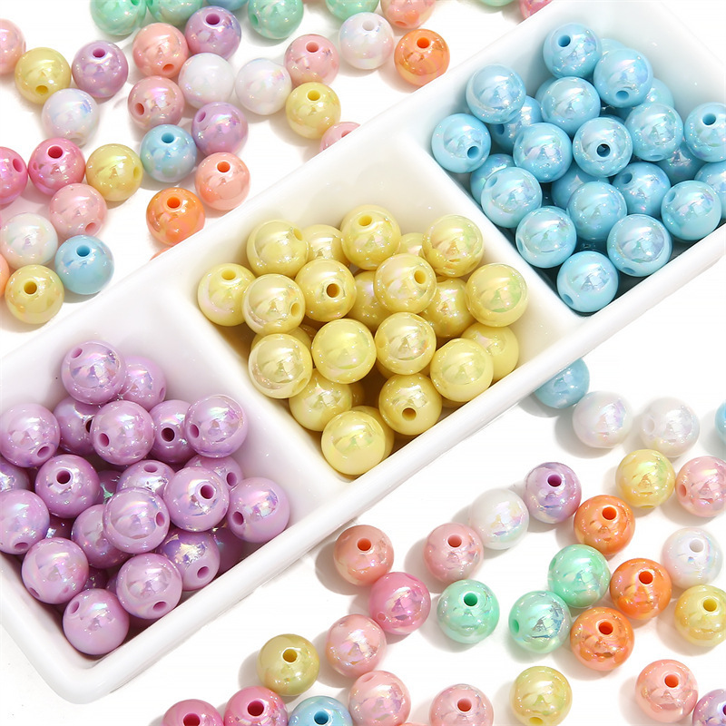 acrylic solid color plated round beads straight hole beads hand beaded diy handmade bracelet loose beads accessories AliExpress
