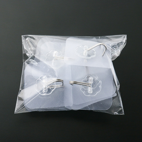 10-pack hooks for retail convenience, nail-free adhesive hooks, manufacturer's household wall-mounted clothes hooks, moisture-proof transparent cartoon hooks