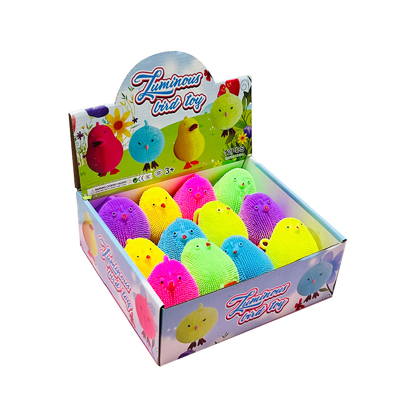 Dibujos Animados flash Sling colorido pollo piel luminosa bola ventilación luminoso pellizco música juguete de los niños puesto suministro