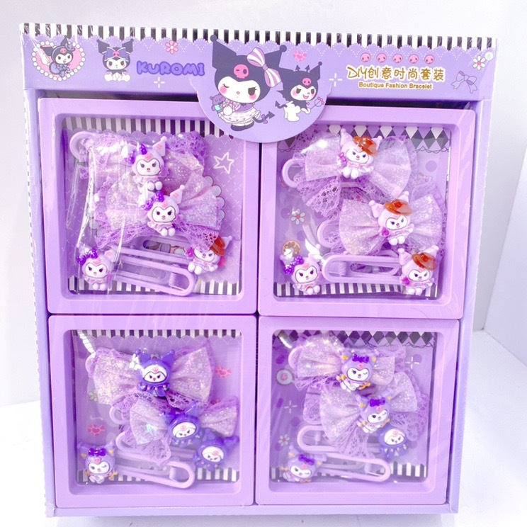 Dulce sutiiy gato cabello clip cuerda conjunto de pulseras para niños niñas vestidos de dibujos animados tocado regalos de vacaciones lotes