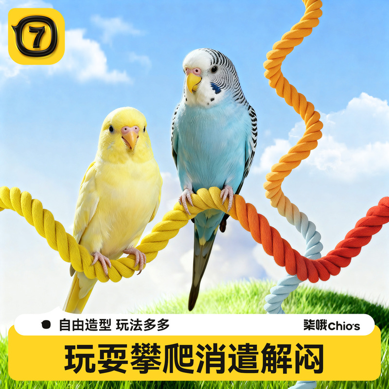 Parrot Rotating Climbing Pole Black Phoenix Peony Tiger Skin Swing Climbing Toy Cotton Rope Standing Pole for Parrot Pets