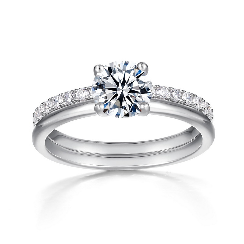 35g Weight Moissanite Inlay Material Moissanite 925 Sterling Silver Rings GRA Certificate Geometric Rings