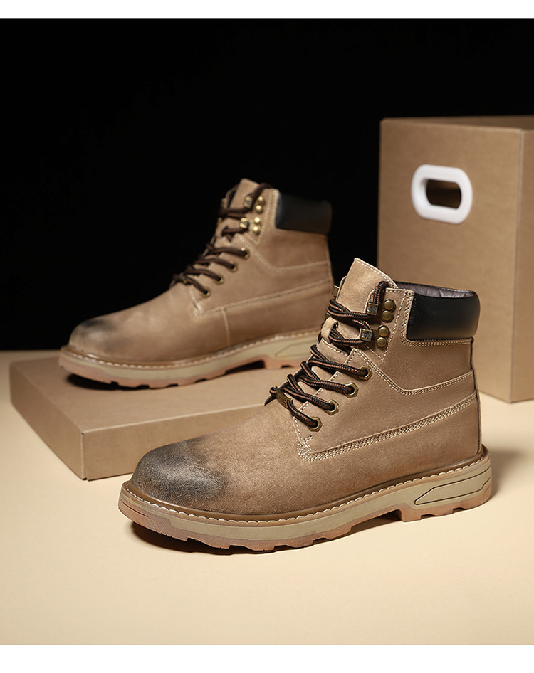 Ψηλές, μεγάλες κίτρινες μπότες, με στρώση κεφαλιού, δέρμα χοίρου, για υπαίθριες δραστηριότητες και ζεστά ανδρικά παπούτσια από κασμίρ_voghion.com