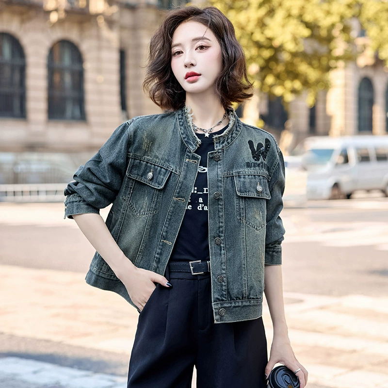 Универсальные модные джинсовые шорты с бусиной-модной sequins, куртка, новая коллекция, корейский стиль