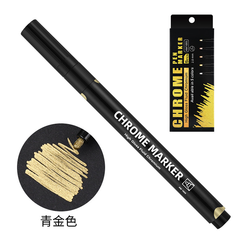 Bolígrafo de reparación de arañazos de modelo Pluma brillante para colorear y colorear Pluma de retoque de modelo de metal Pluma de espejo Pluma cromada al por mayor