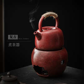中式煮茶壶侧把壶单壶家用陶瓷碳壶大容量功夫茶具可明火粗陶茶壶