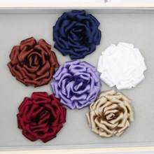 韩版8CM缎面立体玫瑰花diy发饰鞋帽胸花头花婚礼装饰配件立体花朵