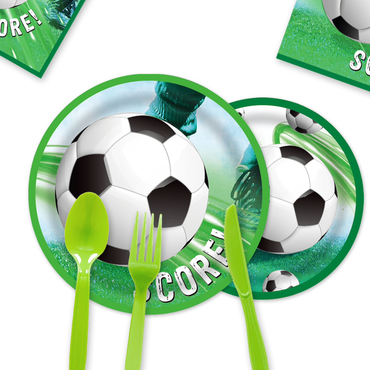 Juego de fiesta de cumpleaños para niños con tema de fútbol, vasos de papel desechables, bandejas de papel, manteles de papel, bandejas de papel para fiestas, platos