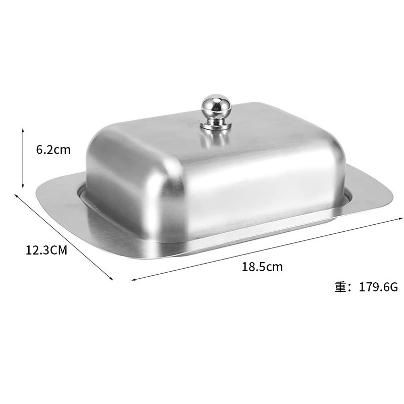 Cubierta de mantequilla de acero inoxidable caja de mantequilla europea caja de queso engrosada caja de mantequilla caja de pan caja de pasteles cubierta de mantequilla