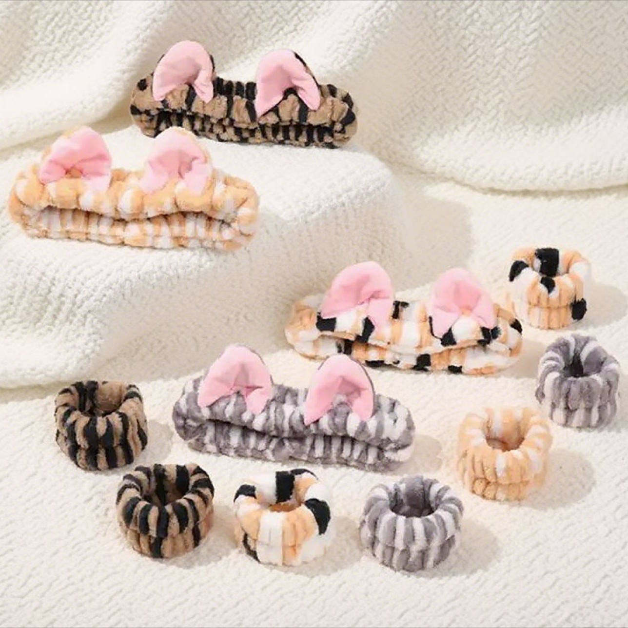 Girl Cat Ears Washing Face Hair Band Suit