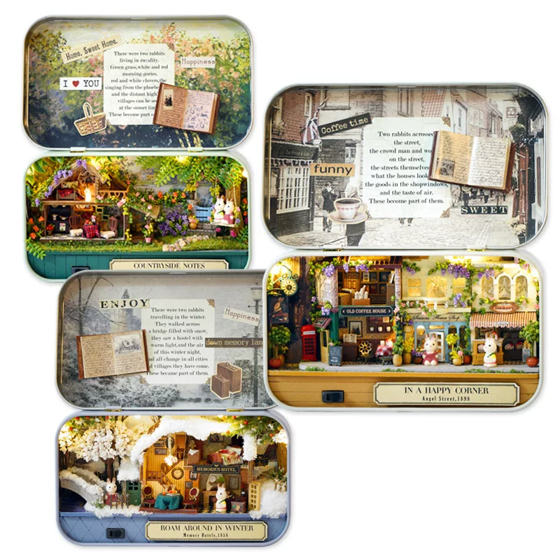 Хижина, коробка, деревянная игрушка-конструктор, домик DIY, ручная работа