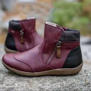Big size short tube fall and winter new double zipper flat boots_voghion.com