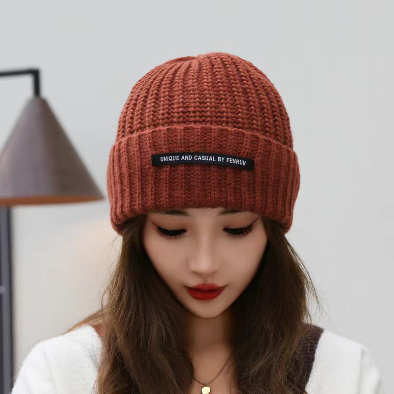 Autumn and Winter Warm Letter Versatile Knitted Ear Protection, Personalized Trendy Cold Hat, Unisex Stacking Hat_voghion.com