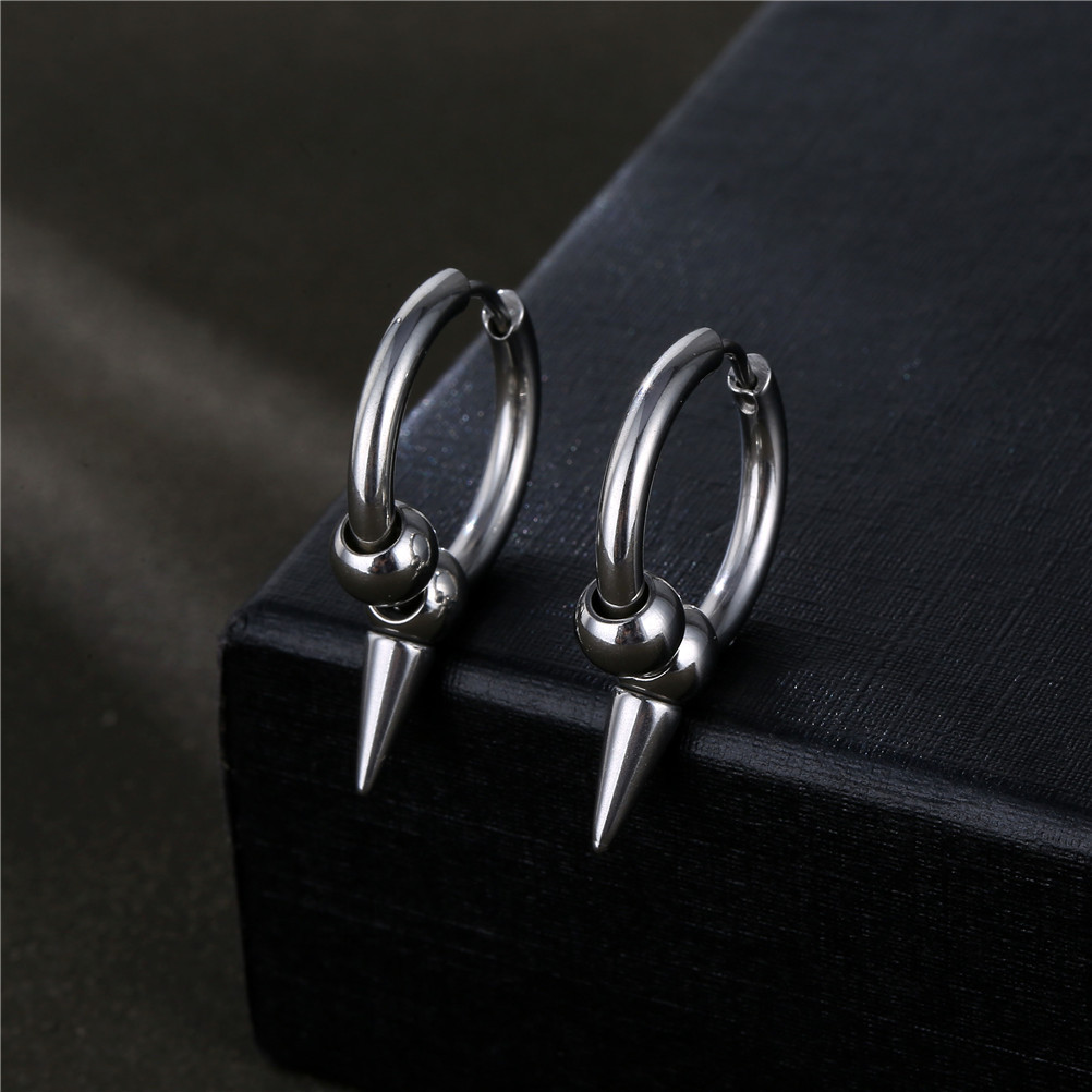 1 Piece Fashion Solid Color Stainless Steel Plating Men's Earrings display picture 2