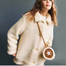 西班牙MNG中大女童羊羔毛外套2025秋冬新款厚外套内里棉外羊羔毛