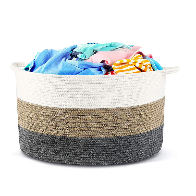 家庭用綿紐アメリカ式洗濯物バスケット雑誌収納バスケット洗濯物バスケット収納バスケットバスケット折りたたみ編みバスケット