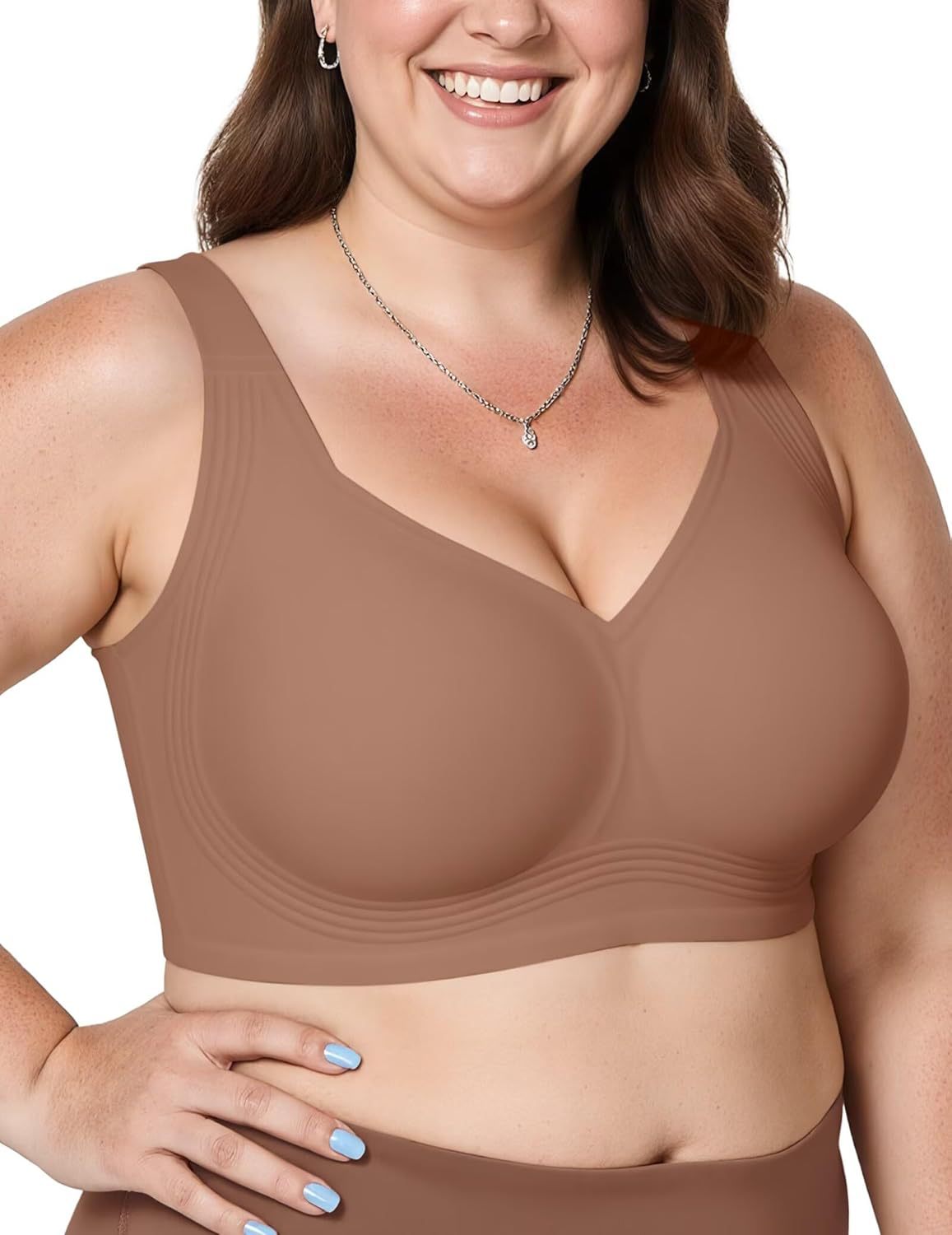 Vertvie Women's Jelly Bra Plus Size Minimizer Soft Wireless Push up Bra Full Support Elderly