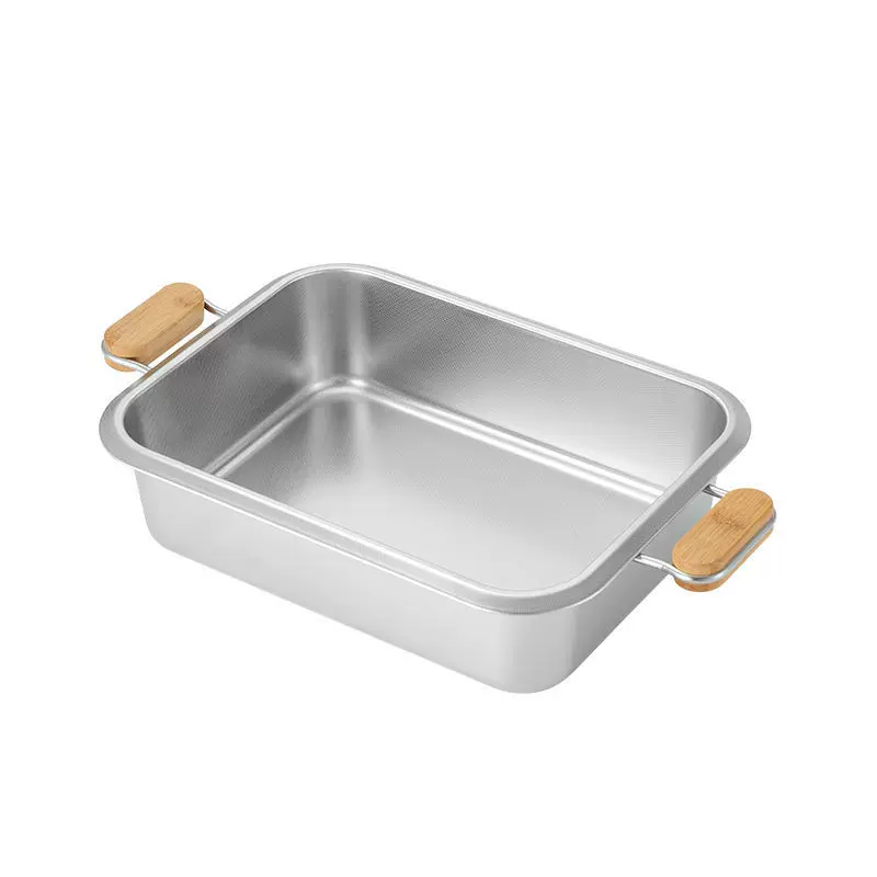 304不锈钢盘加深长方形烤鱼盘家用双耳托盘可微波炉加热烧烤盘