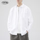 LKTM Men's# American Heavy Cotton Long Sleeve Shirt Men's Casual Retro High-grade White Shirt Jacket