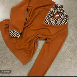 秋冬新款半高领加厚双面绒打底衫减龄宽松拼接款长袖上衣一件代发